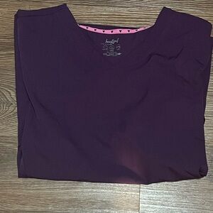 Heart and Soul eggplant scrub top.